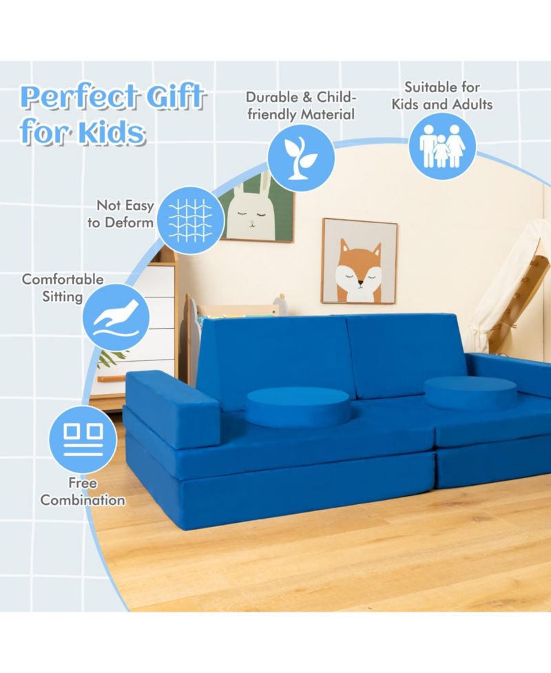 Kids Play Sofa Set Modular Convertible Foam Folding Couch Toddler
