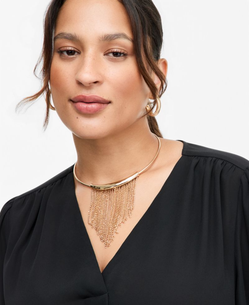 I.N.C. Plus Size Long-Sleeve V-Neck Pleated Blouse