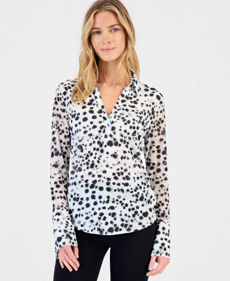 Plus Size Johnny-Collar Top
