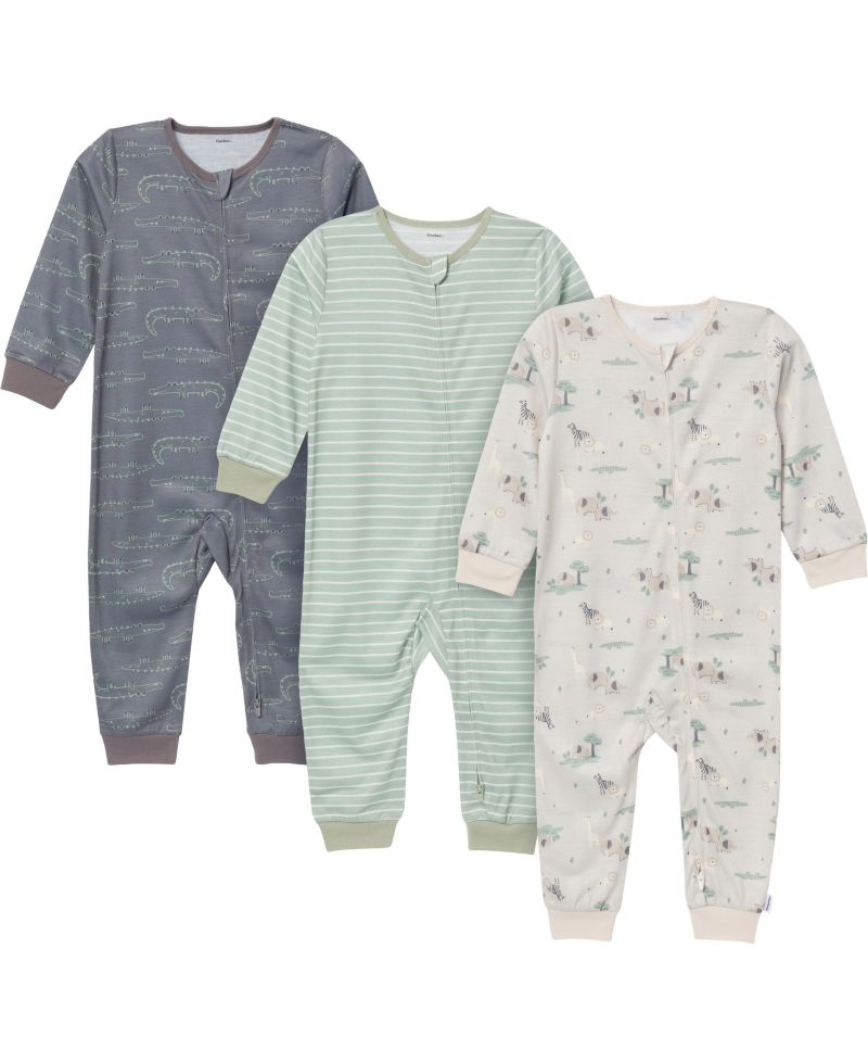 Baby Boys Footless Pajamas with Reverse Zipper, 3-Pack