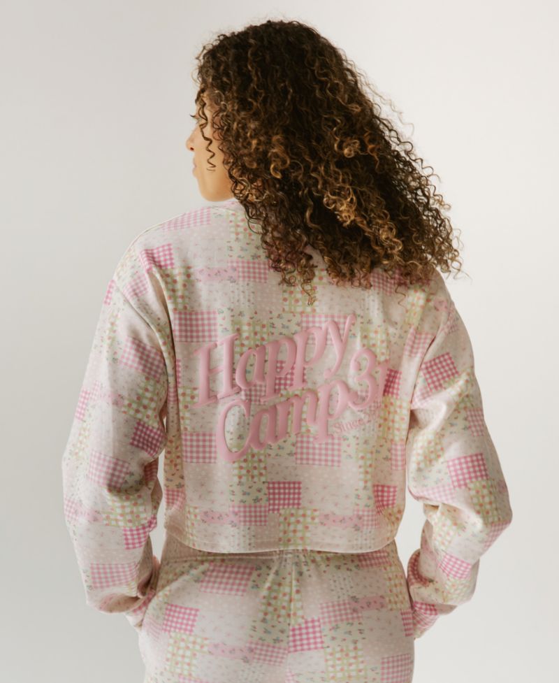 Juniors' High-Rise Patchwork Print Sweatpants