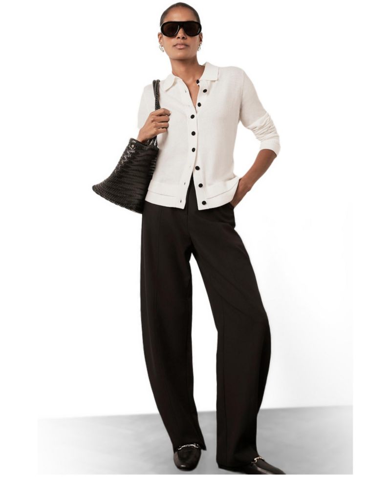 Women's Button-Front Layered Cotton-Blend Top