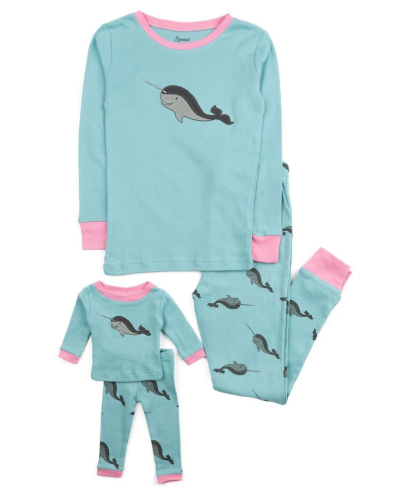 Toddler Girls Matching Doll Snug-Fit Cotton Long Sleeve All-Over Animal Print Pajamas