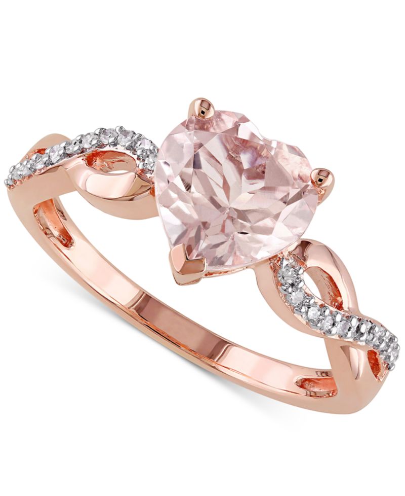 Morganite (1-3/4 ct. t.w.) & Diamond (1/10 ct. t.w.) Heart Ring in 10k Rose Gold