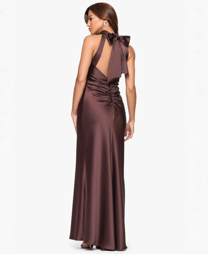 Petite Sleeveless Tie-Neck Long Gown