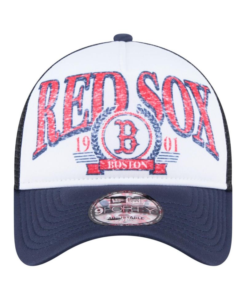 Men's Navy Boston Red Sox Distressed 9FORTY A-Frame Adjustable Trucker Hat