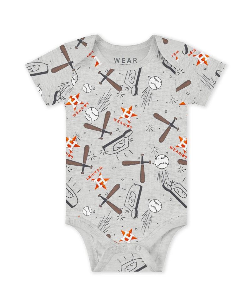 Baby Boys and Girls Heather Gray/White/Navy Houston Astros Turn Me Around Bodysuits & Pants Set