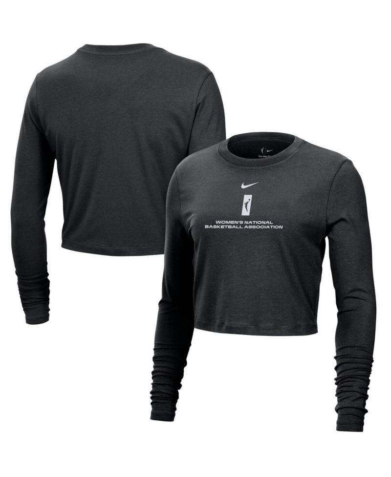 Women's Black WNBA Team 13 Cropped Tri-Blend Long Sleeve T-Shirt