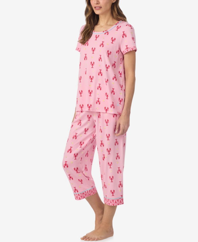 Women's Short-Sleeve Top and Cropped Pajama Pants, 2-Piece Set