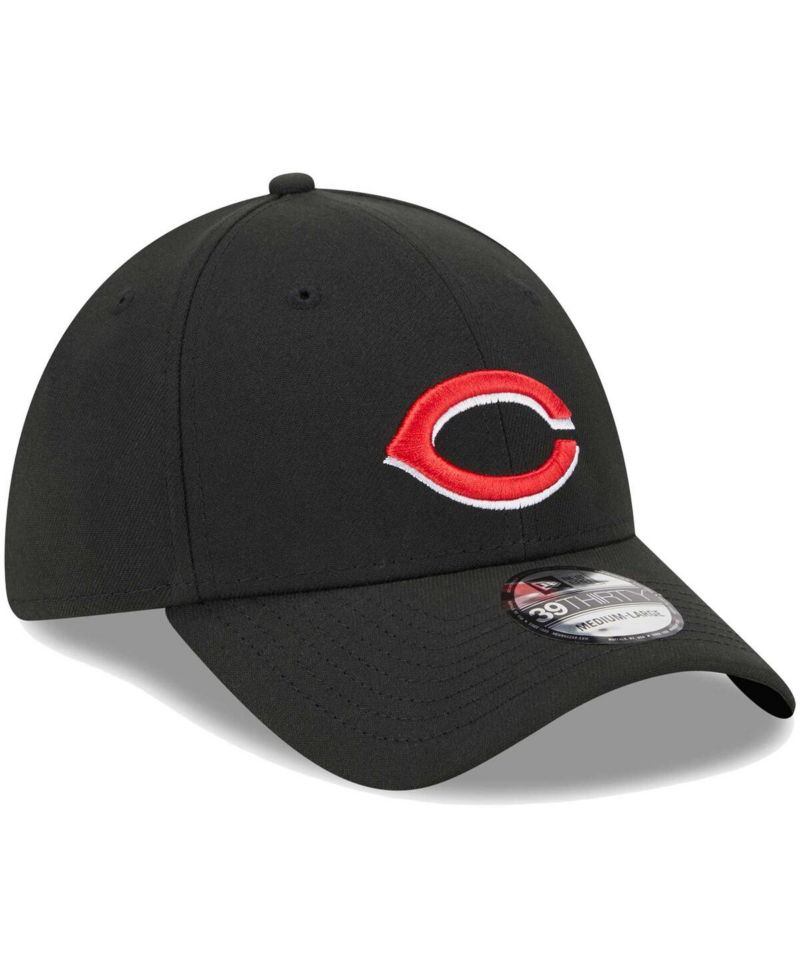 Men's Black Cincinnati Reds Logo 39THIRTY Flex Hat