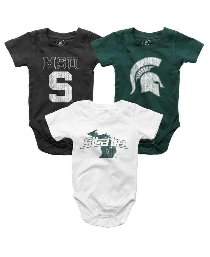 Baby Boys and Girls Michigan State Spartans 3-Pack Bodysuit Set