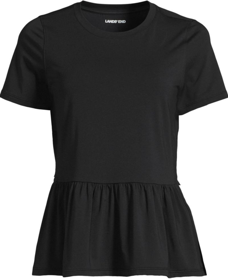 Women's Short Sleeve Lightweight Jersey Crew Neck Peplum Tee