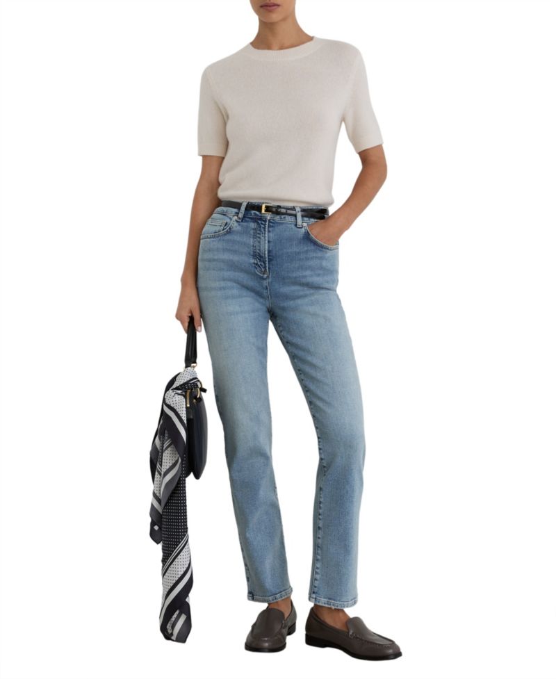 Women's Isabel Light-Wash Mid-Rise Slim-Leg Jeans
