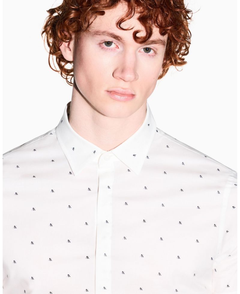Men's Poplin Allover logo Print Button Down Shirt