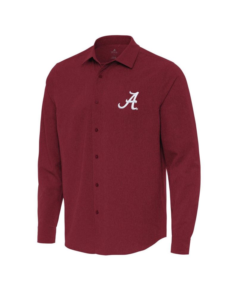 Men's Cardinal Alabama Crimson Tide Exposure Woven Long Sleeve Button-Up Shirt
