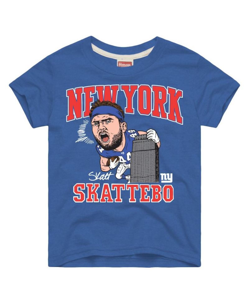 Big Boys and Girls Cam Skattebo Royal New York Giants Caricature Tri-Blend T-Shirt