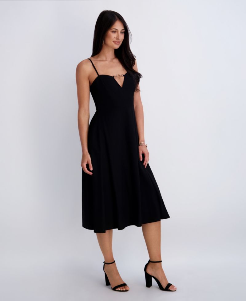 Women's Sleeveless Keyhole Detail Midi Dress