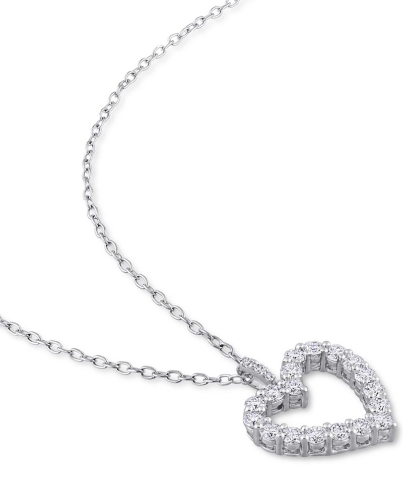 Lab-Grown Moissanite Heart 18" Pendant Necklace (5/8 ct. t.w.) in Sterling Silver