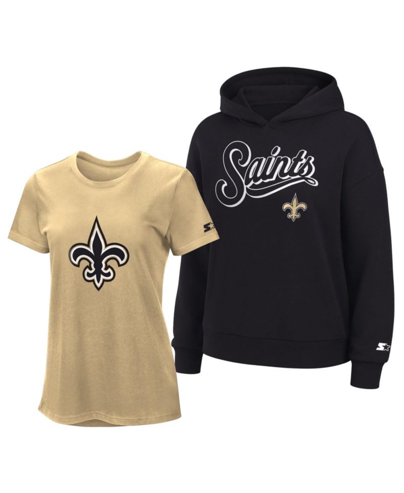 Women's Vegas Gold/Black New Orleans Saints Hoodie & T-Shirt Combo Pack