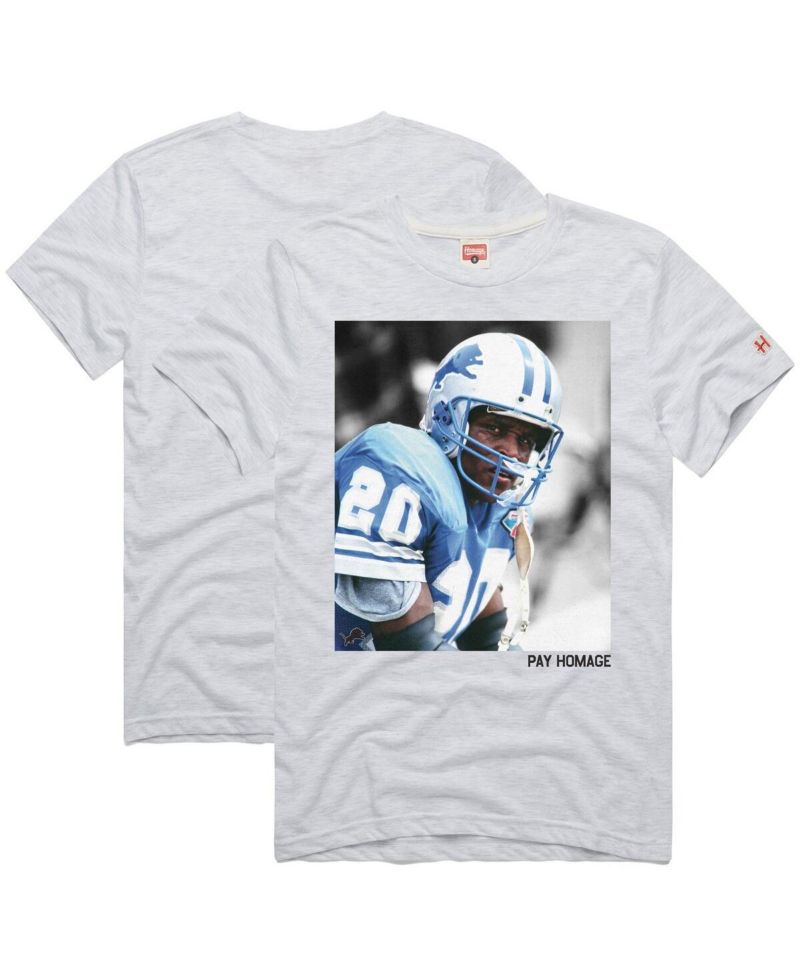 Men's and Women's Barry Sanders Ash Detroit Lions Pay Homage Tri-Blend T-Shirt