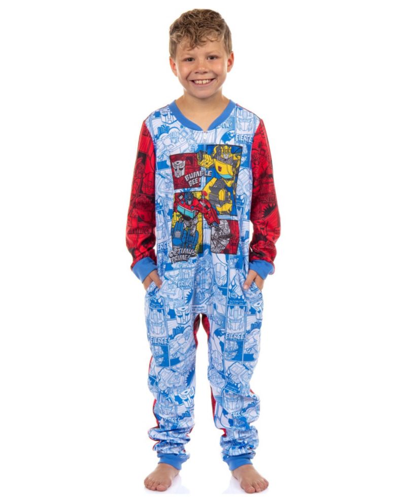 Pajamas Boys' Kids Autobot Optimus Prime Bumblebee Battle On Zip Front Fleece Footless Sleeper