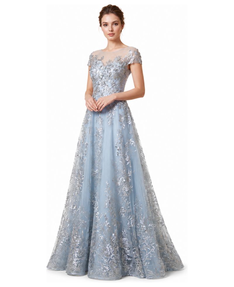 Women's Beautiful Lace Applique A-Line Ball Gown
