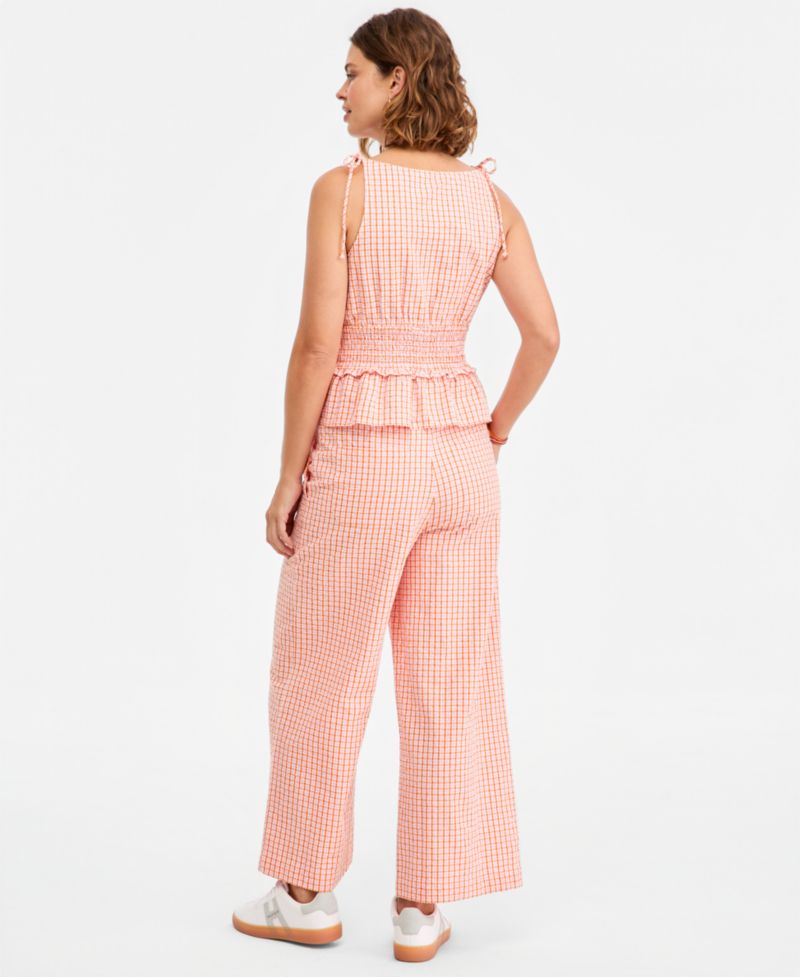 Women's Seersucker Straight Cotton Pants