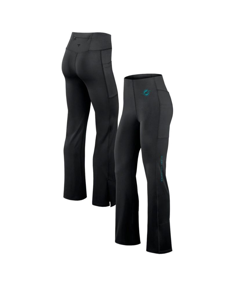 Women's Black Miami Dolphins Studio Fitted Flared Leggings