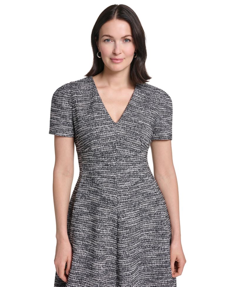 Women's V-Neck Short-Sleeve Midi Dress