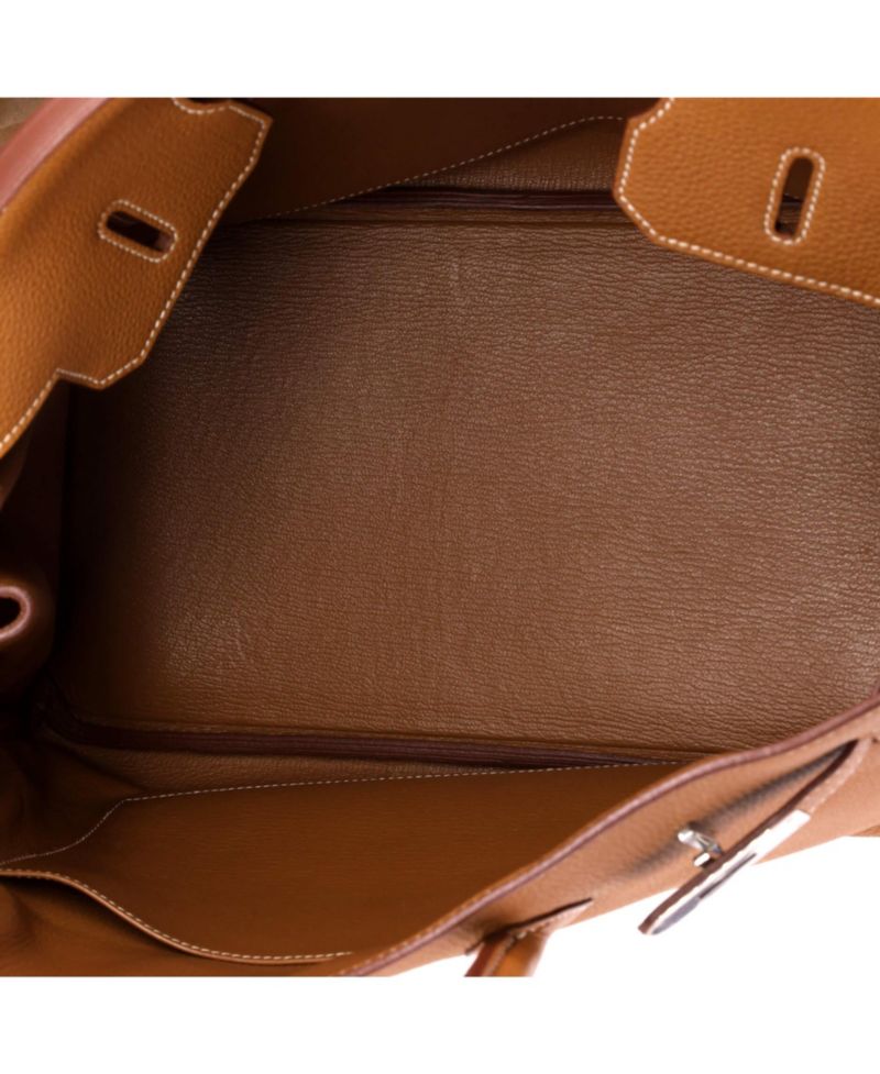 Pre-Owned Hermes Birkin 35 Handbag Brown Togo with Palladium Hardware