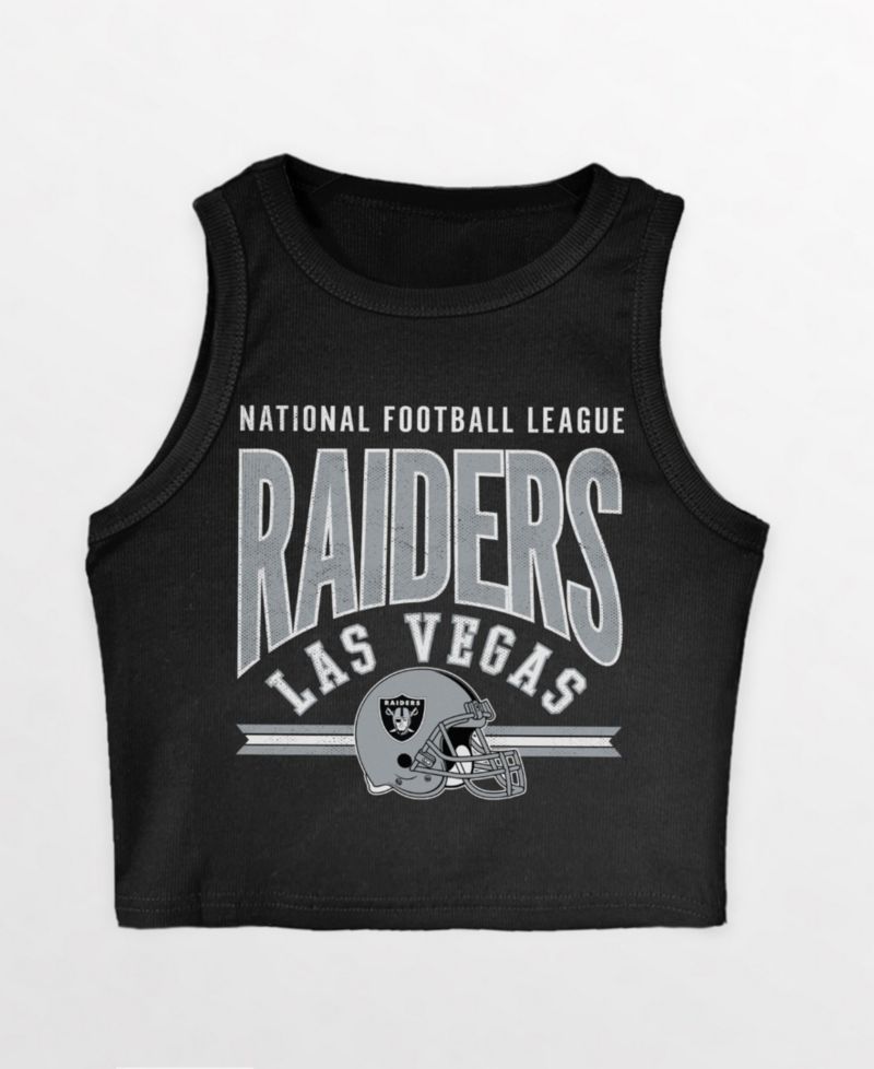 Women's Las Vegas Raiders Mic Drop Essential Ribbed Crop Tank Top