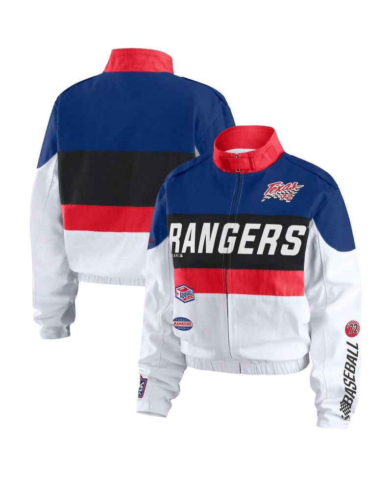 Women's Navy/White Texas Rangers Racing Full-Zip Jacket