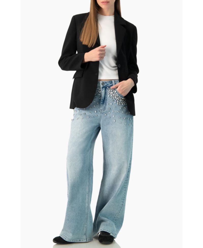 Women's Tailored Two-Button Black Power Blazer