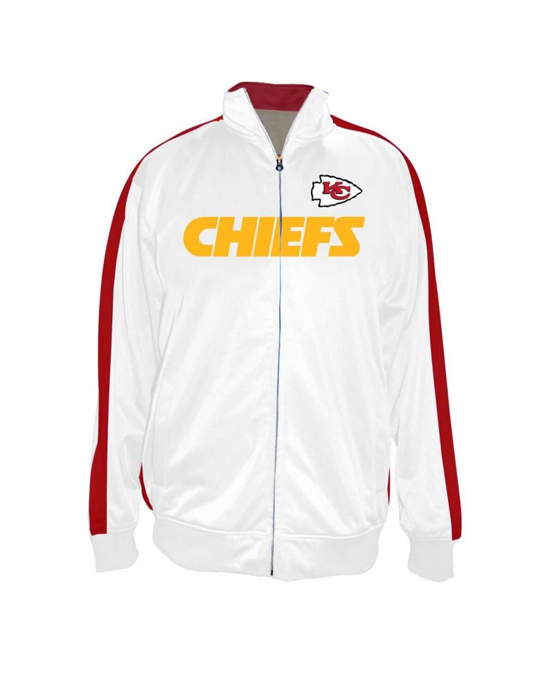 Men's White Kansas City Chiefs Big & Tall Tricot Full-Zip Track Jacket