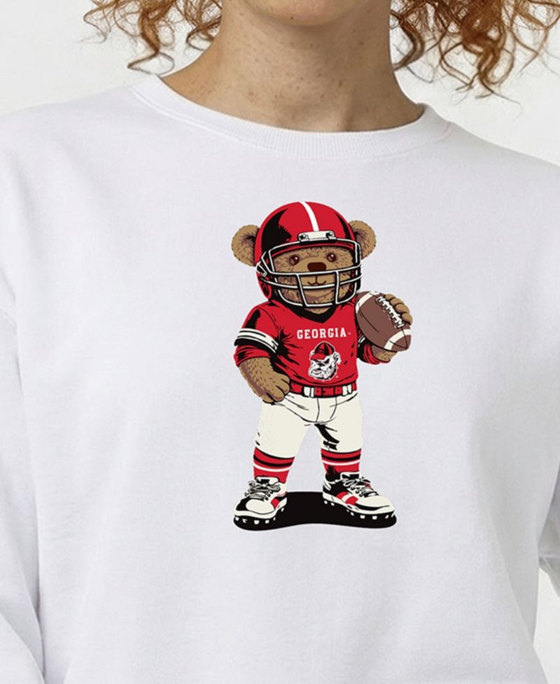 Women's White Georgia Bulldogs Teddy Bear Sweatshirt