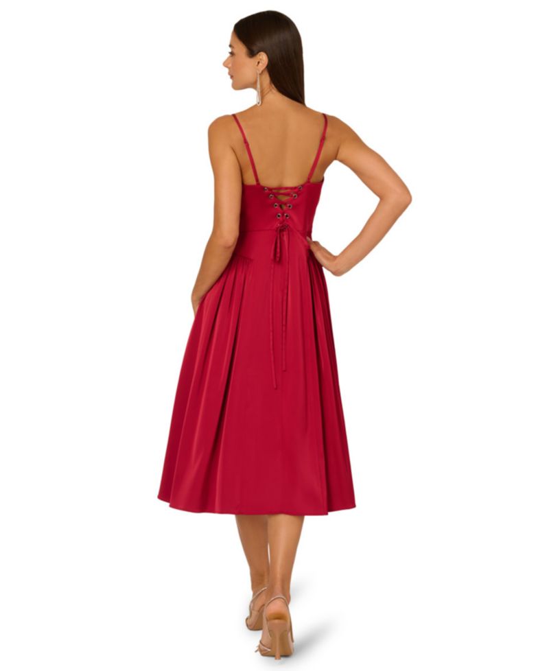 Women's Stretch Sweetheart Neck Midi Dress