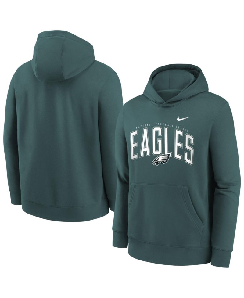 Big Boys and Girls Midnight Green Philadelphia Eagles Logo Arch Fleece Hoodie