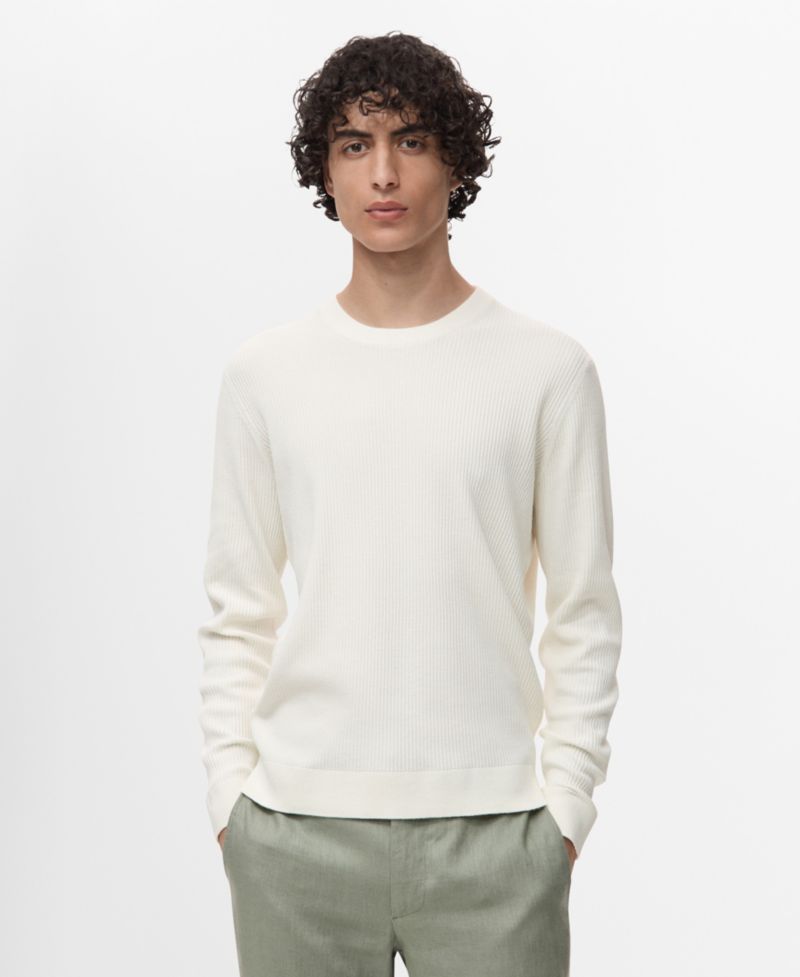 Men's Fine Rib-Knit Cotton Sweater
