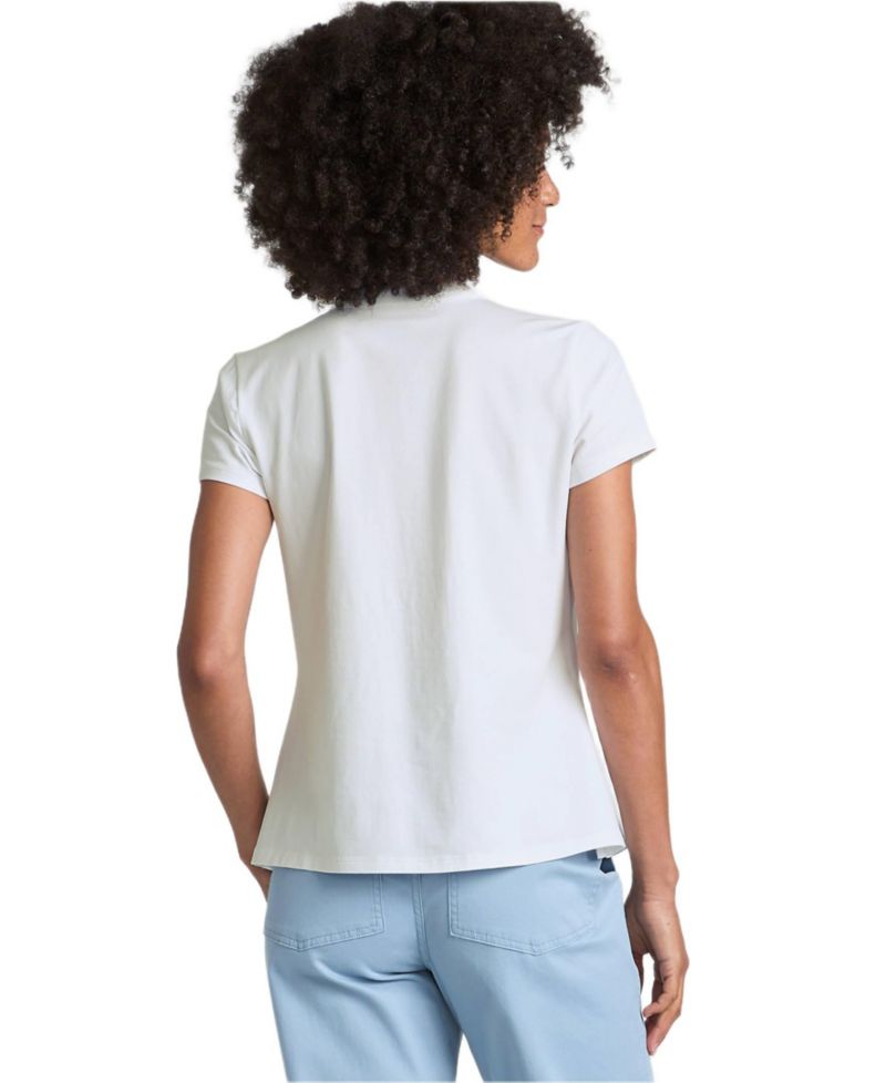 Women's Petite Lightweight Jersey Button Pintuck Top
