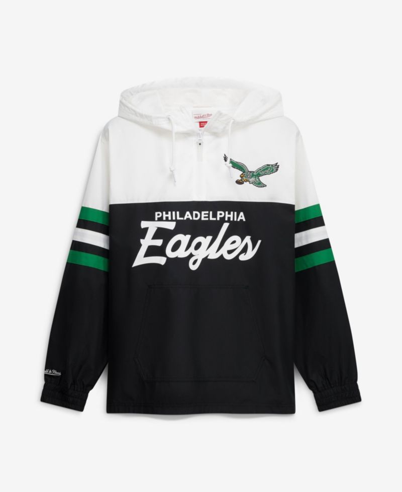 Men's Black Philadelphia Eagles Head Coach Anorak Quarter-Zip Windbreaker Jacket
