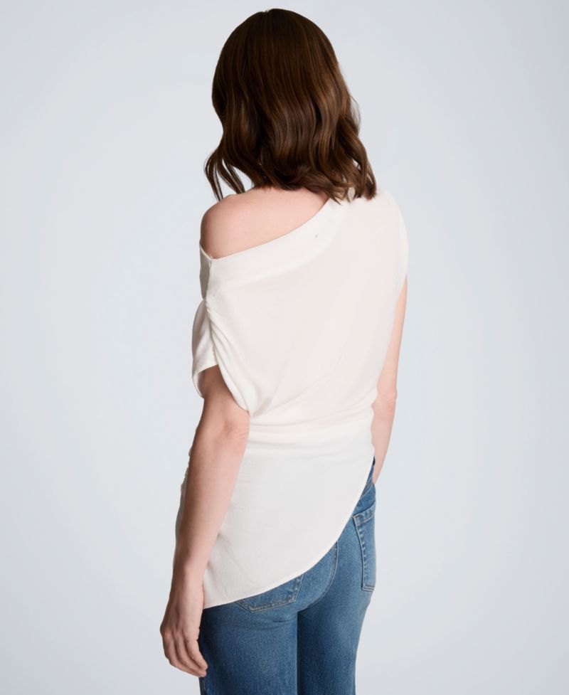 Women's Asymmetrical Drape Short-Sleeve Top