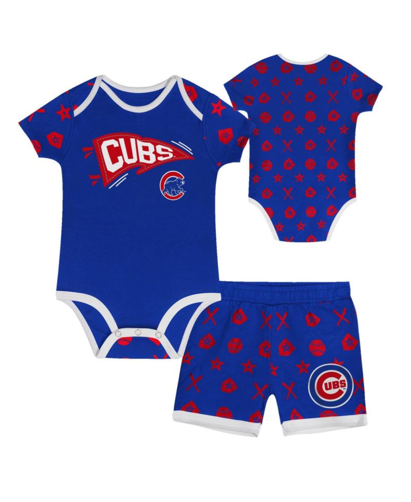 Baby Boys' and Girls' Chicago Cubs On Deck Short-Sleeve Screen Print Bodysuit and Shorts Set