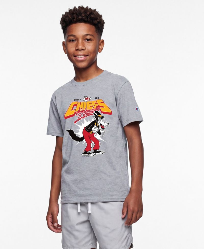 Big Boys and Girls Heather Gray Kansas City Chiefs Disney X Champion T-Shirt