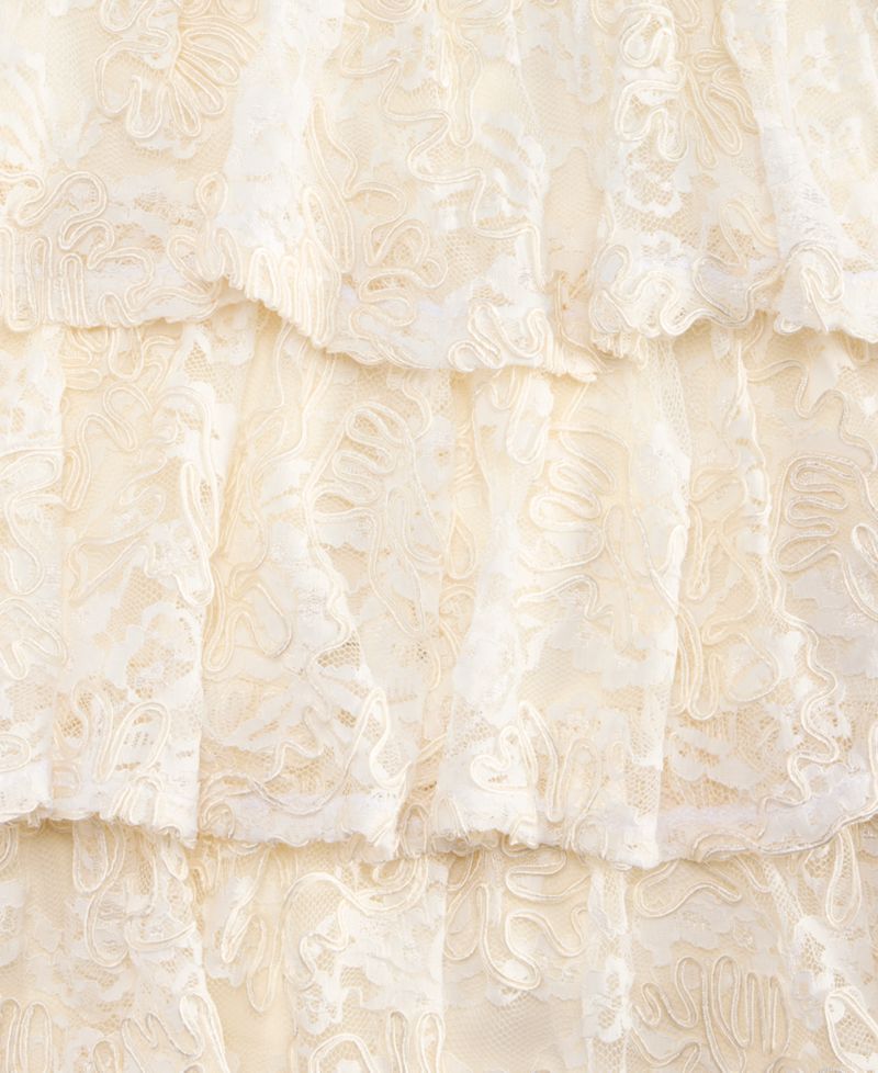Junior's Sweetheart-Neck Tiered-Lace Mini Dress