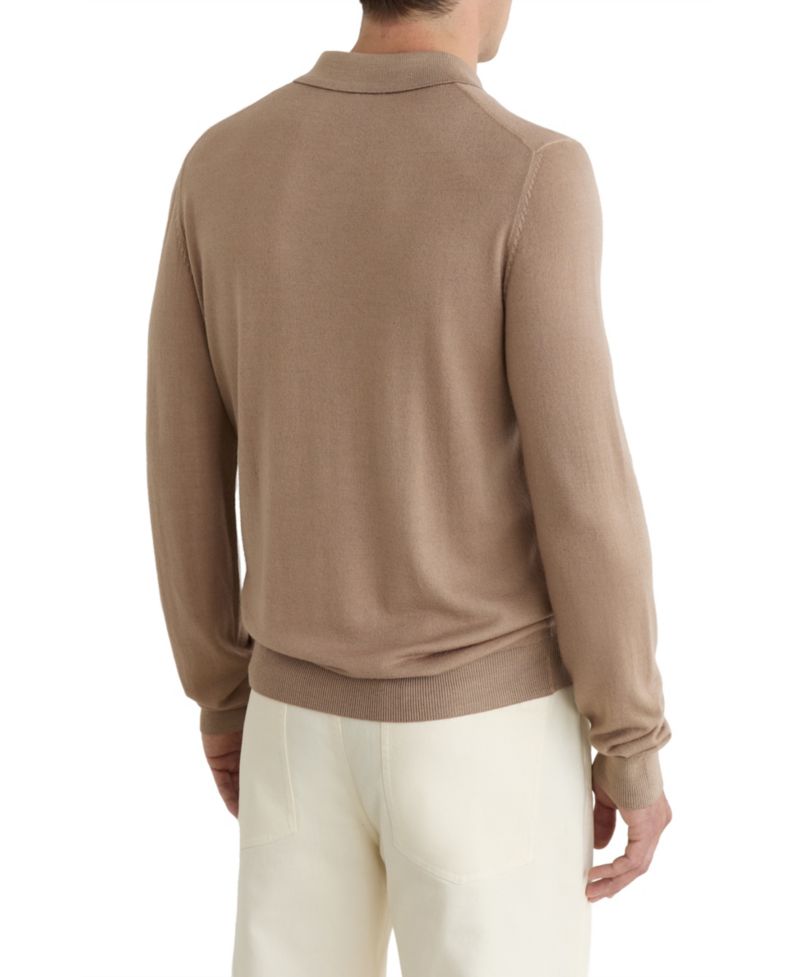 Men's Jay Slim-Fit Pigment-Dyed Merino Wool Long-Sleeve Polo Shirt