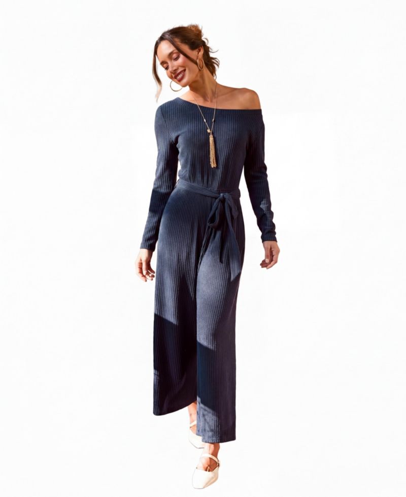 Women's A Good Look Off-the-Shoulder Long-Sleeve Wide-Leg Jumpsuit