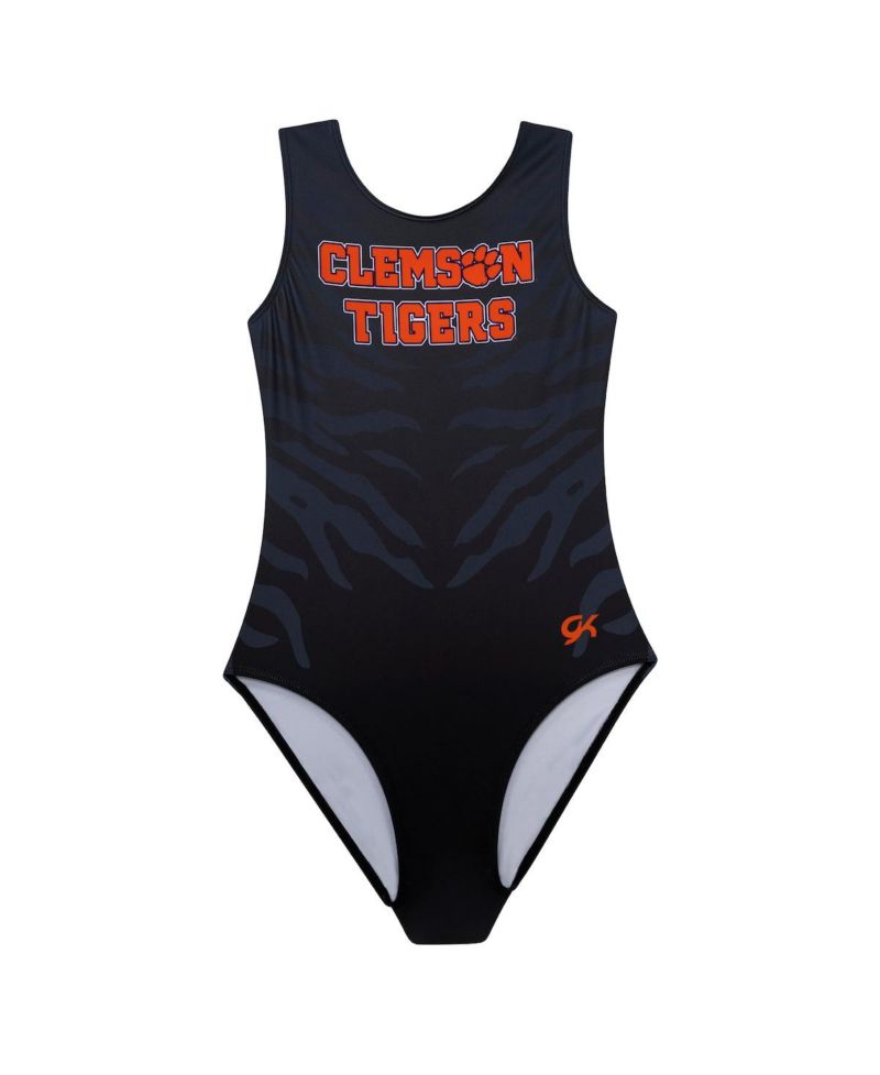 Big Girls Black Clemson Tigers Elite Spirit Leotard