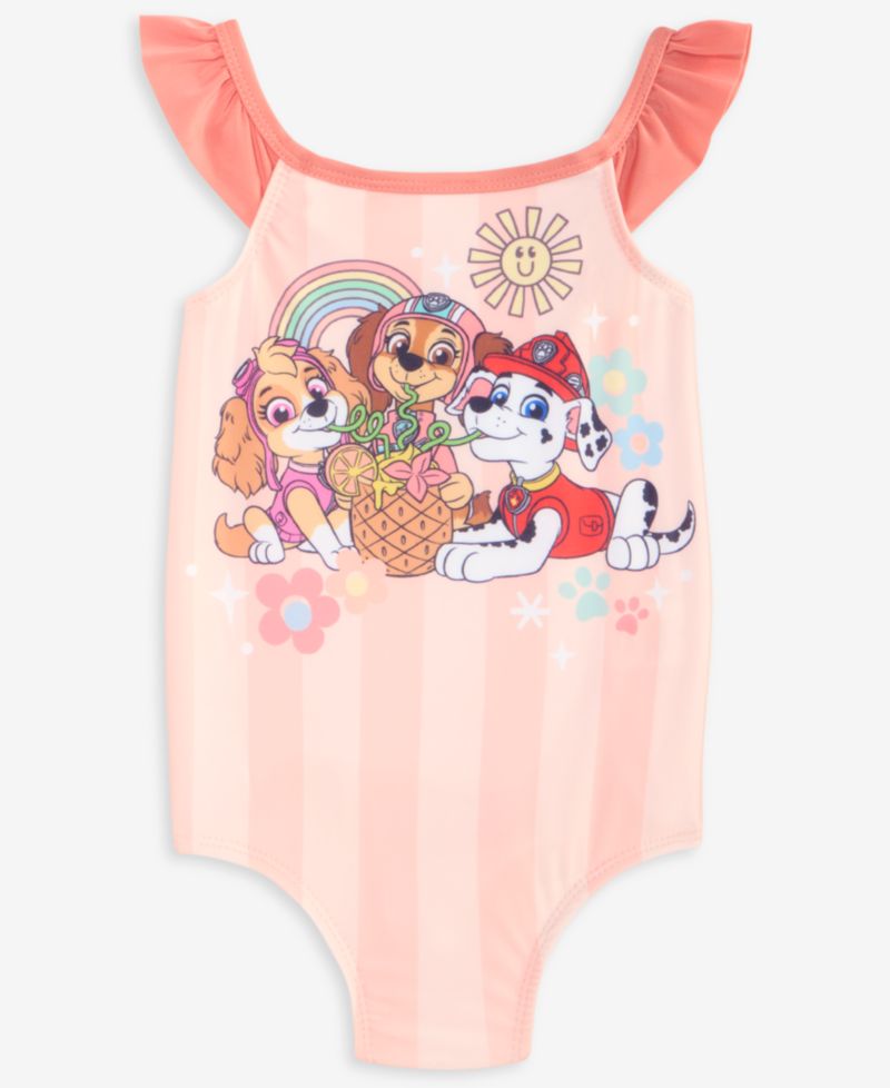 Toddler Girls' 2T-4T Paw Patrol Striped Swimsuit