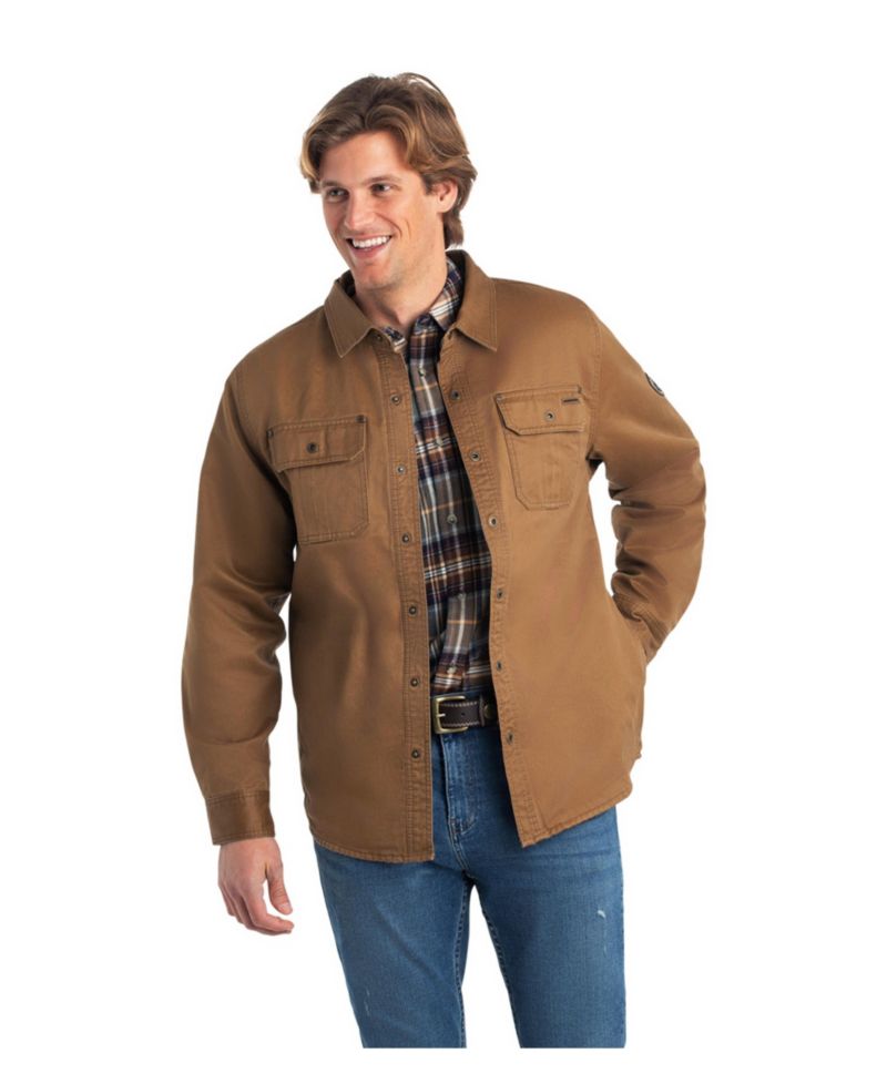 Men's Flannel Lined Water Resistant Snap Up Shirt Jacket