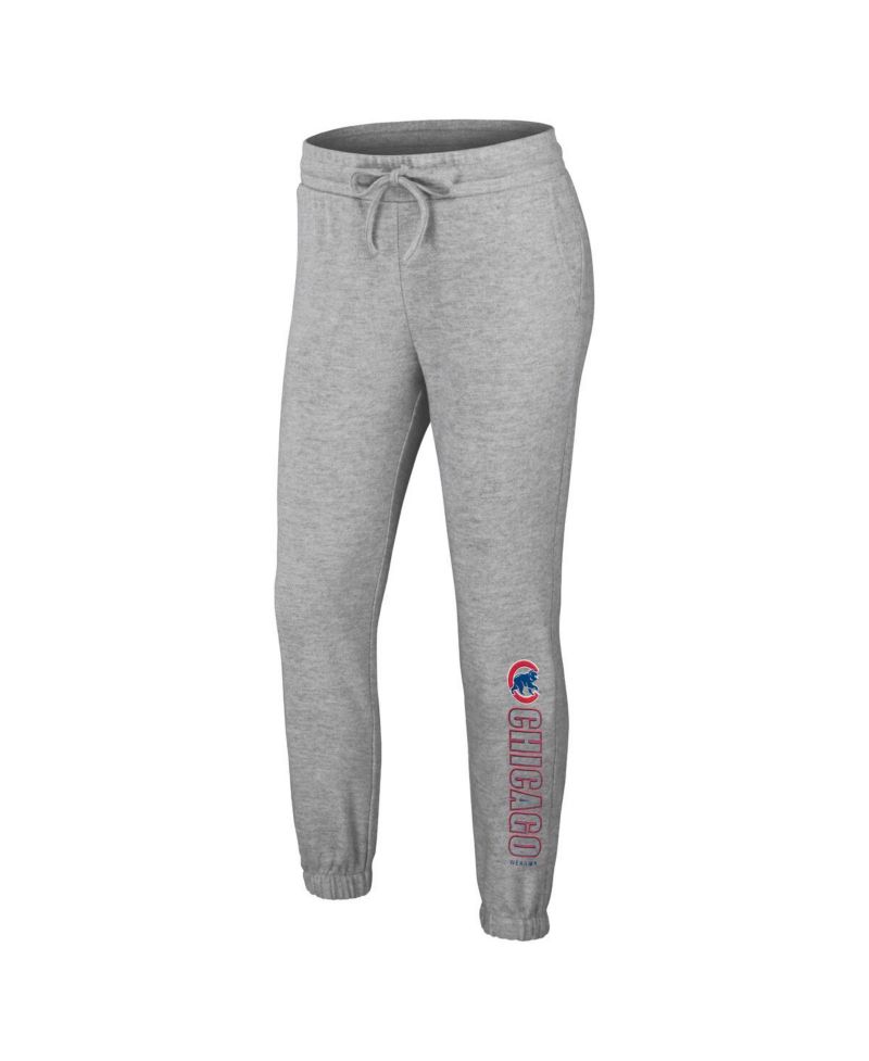 Women's Gray Chicago Cubs Knitted T-shirt and Pants Lounge Set